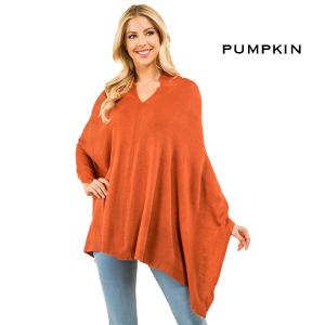 8672 - Cashmere Feel Ponchos  Pumpkin  - One Size Fits Most