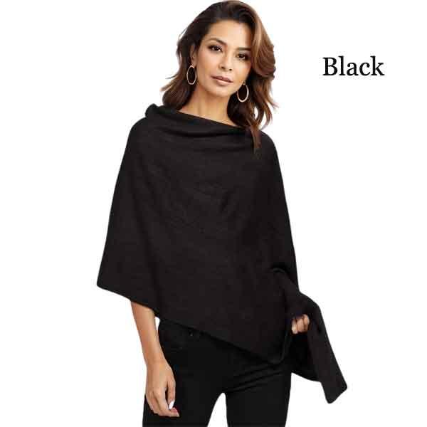 Wholesale 8672 - Cashmere Feel Ponchos  Black  - One Size Fits Most