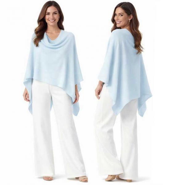 wholesale 8672 - Cashmere Feel Ponchos  Baby Blue - One Size Fits Most