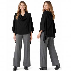 8672 - Cashmere Feel Ponchos  Black  - One Size Fits Most