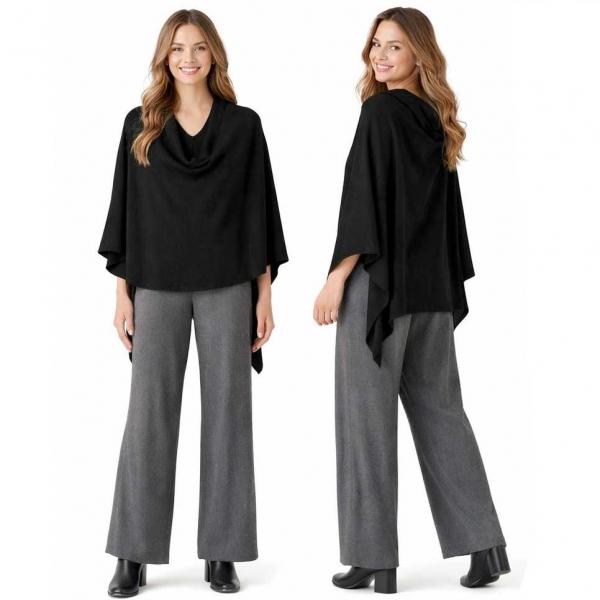 wholesale 8672 - Cashmere Feel Ponchos  Black  - One Size Fits Most