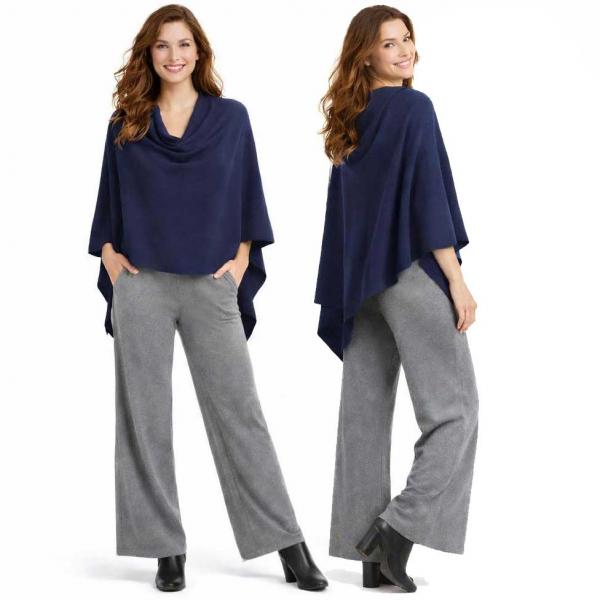 wholesale 8672 - Cashmere Feel Ponchos  Blue - One Size Fits Most