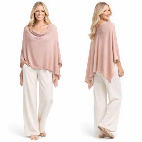 wholesale 8672 - Cashmere Feel Ponchos  Dusty Pink - One Size Fits Most
