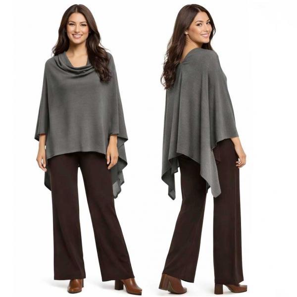 wholesale 8672 - Cashmere Feel Ponchos  Dark Grey - One Size Fits Most