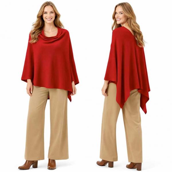 wholesale 8672 - Cashmere Feel Ponchos  Burgundy - One Size Fits Most