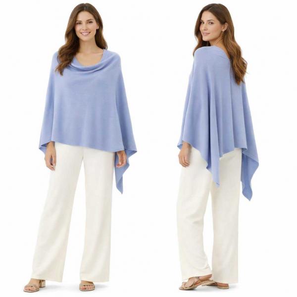 wholesale 8672 - Cashmere Feel Ponchos  Carolina Blue - One Size Fits Most
