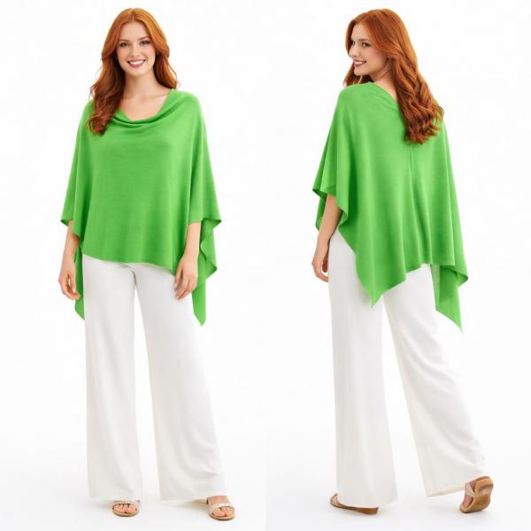 wholesale 8672 - Cashmere Feel Ponchos  Kelly Green - One Size Fits Most