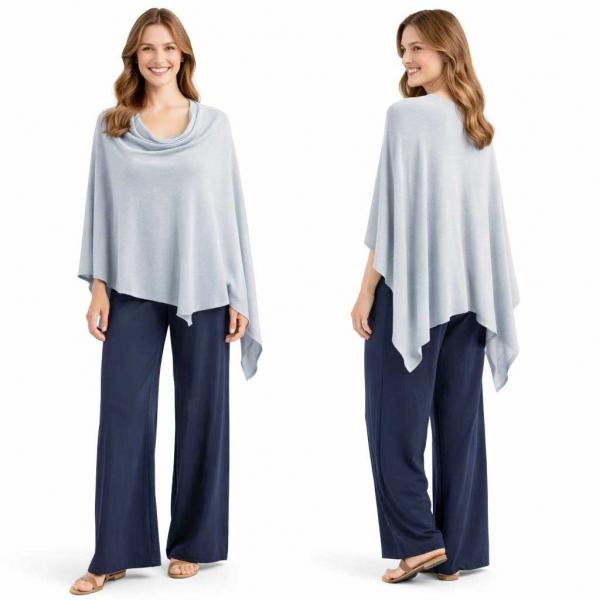 wholesale 8672 - Cashmere Feel Ponchos  Light Grey - One Size Fits Most