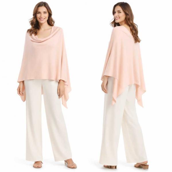 wholesale 8672 - Cashmere Feel Ponchos  Light Pink  - One Size Fits Most