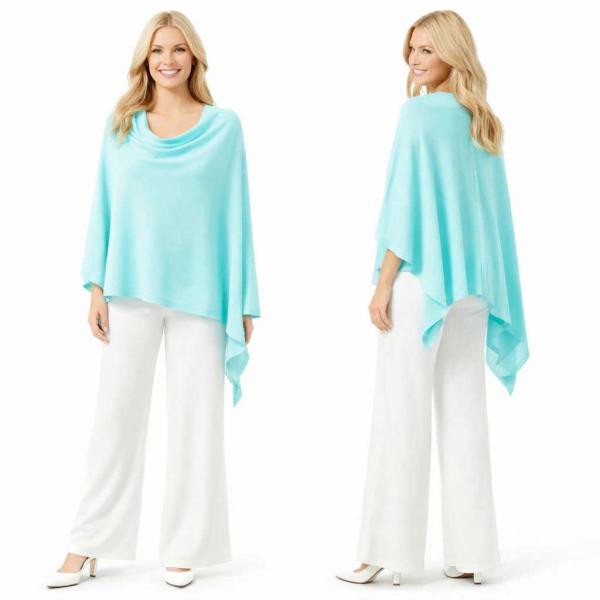 wholesale 8672 - Cashmere Feel Ponchos  Light Turquoise - One Size Fits Most