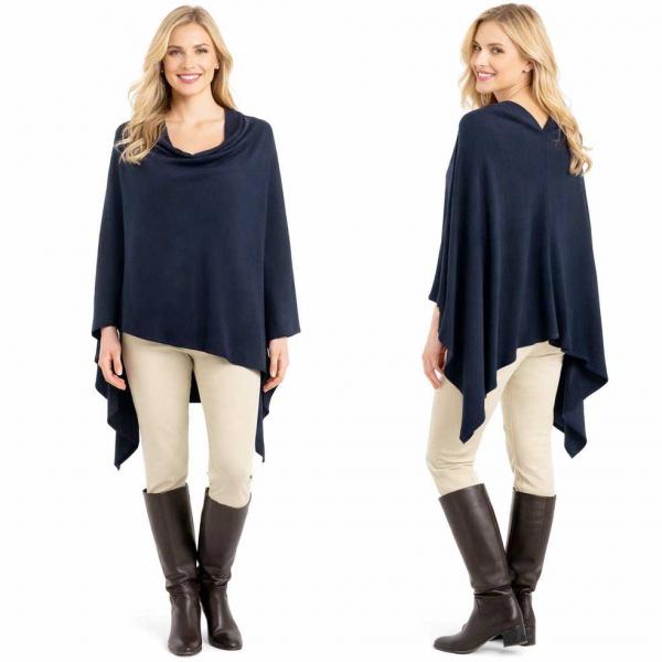 wholesale 8672 - Cashmere Feel Ponchos  Navy * - One Size Fits Most