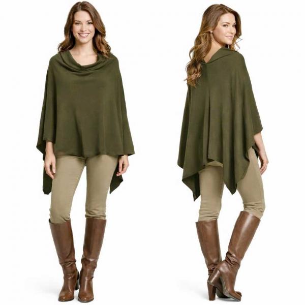 wholesale 8672 - Cashmere Feel Ponchos  Olive * - One Size Fits Most