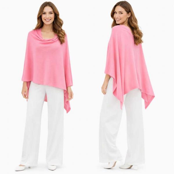 wholesale 8672 - Cashmere Feel Ponchos  Pink  - One Size Fits Most
