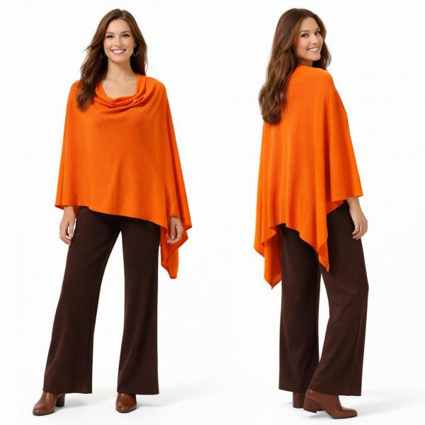 wholesale 8672 - Cashmere Feel Ponchos  Pumpkin  - One Size Fits Most