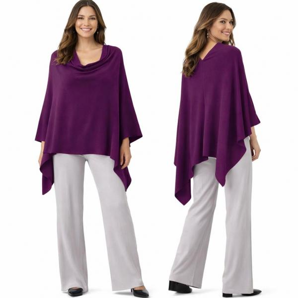wholesale 8672 - Cashmere Feel Ponchos  Purple - One Size Fits Most
