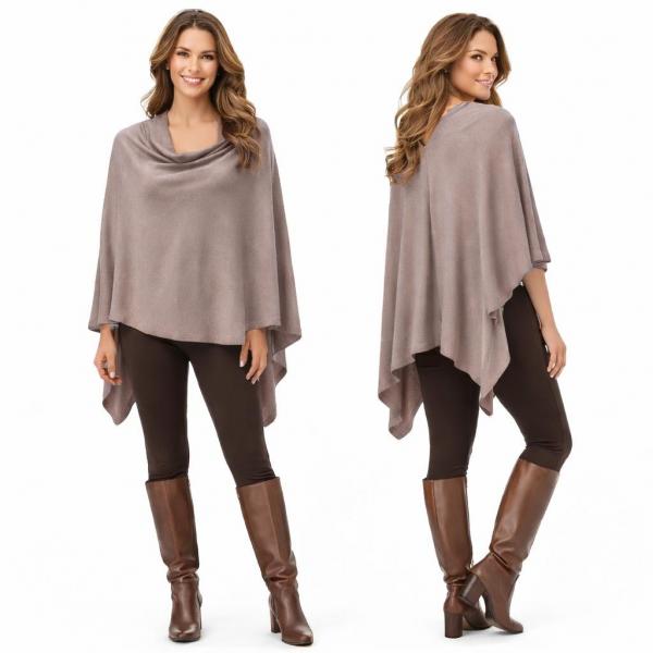 wholesale 8672 - Cashmere Feel Ponchos  Tan  - One Size Fits Most