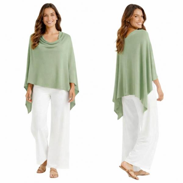 wholesale 8672 - Cashmere Feel Ponchos  Tea Green - One Size Fits Most