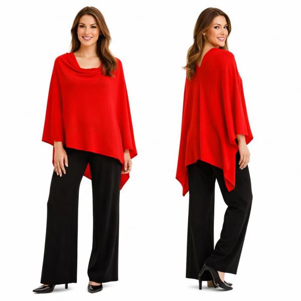 wholesale 8672 - Cashmere Feel Ponchos  Red (NEW) - One Size Fits Most