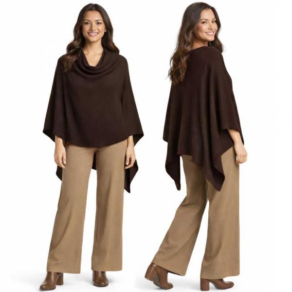 wholesale 8672 - Cashmere Feel Ponchos  Brown - One Size Fits Most