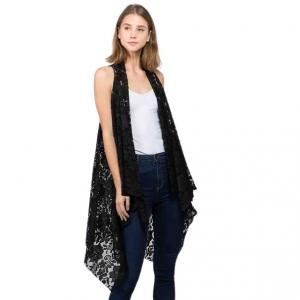 Wholesale  9121 - Black<br>
Lace Design Vest - 