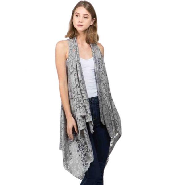 wholesale Lace Vests - 9101/9121 9121 - Grey<br>
Lace Vest - 