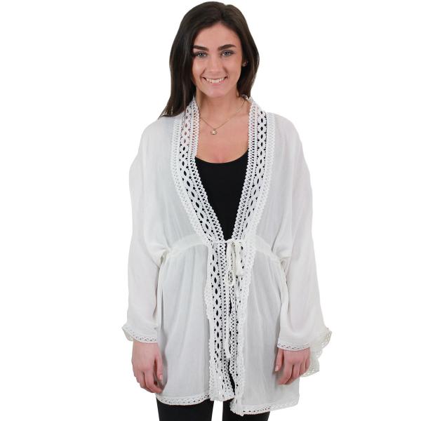 9621 - Crochet Border Kimono White - 