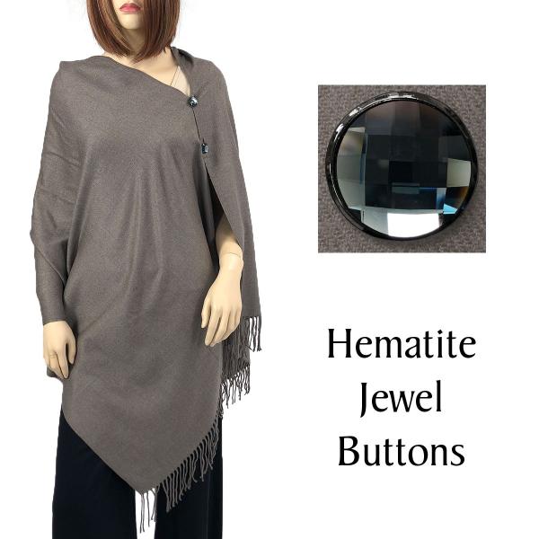 wholesale 534 - Cashmere Feel Button Poncho/Shawls/Jeweled  #06 Granite with Hematite Jewel Buttons - 