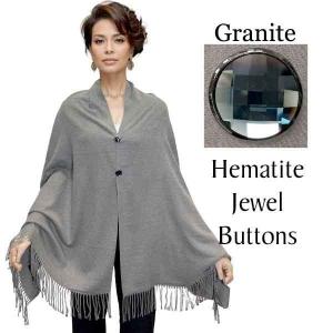 534 - Cashmere Feel Shawls w/Jeweled Buttons #06 Granite with Hematite Jewel Buttons - 29