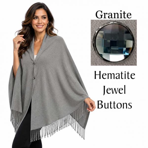 wholesale 534/T - Cashmere Feel Shawls w/Jeweled Buttons #06 <br>Granite with Hematite Jewel Buttons
(MB) - 29