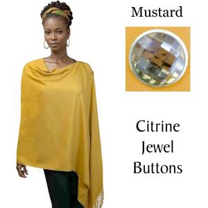 534 - Cashmere Feel Shawls w/Jeweled Buttons #12 Mustard with Citrine Jewel Buttons - 29