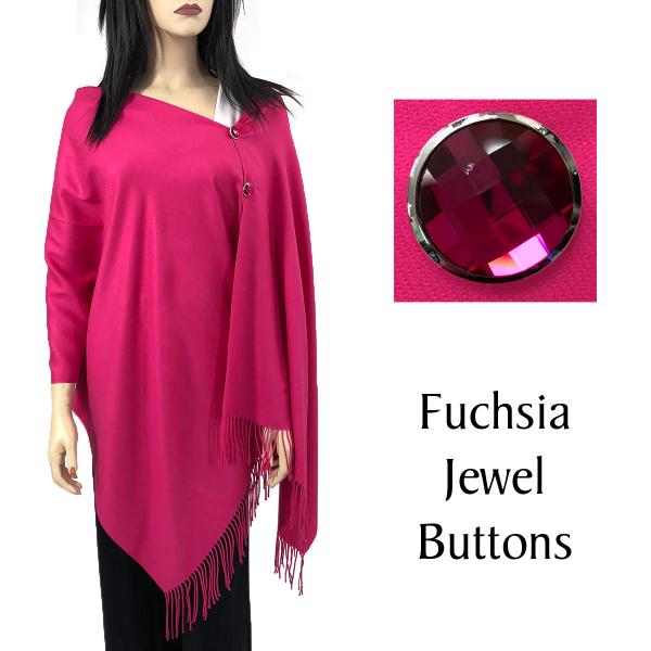 534 - Cashmere Feel Button Poncho/Shawls/Jeweled  #14 Fuchsia with Fuchsia Jewel Buttons - 