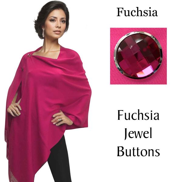 Wholesale 534 - Cashmere Feel Shawls w/Jeweled Buttons #14 Fuchsia with Fuchsia Jewel Buttons - 29