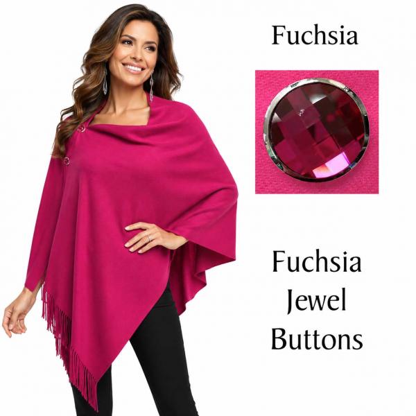 wholesale 534/T - Cashmere Feel Shawls w/Jeweled Buttons #14 <br>Fuchsia with Fuchsia Jewel Buttons - 29