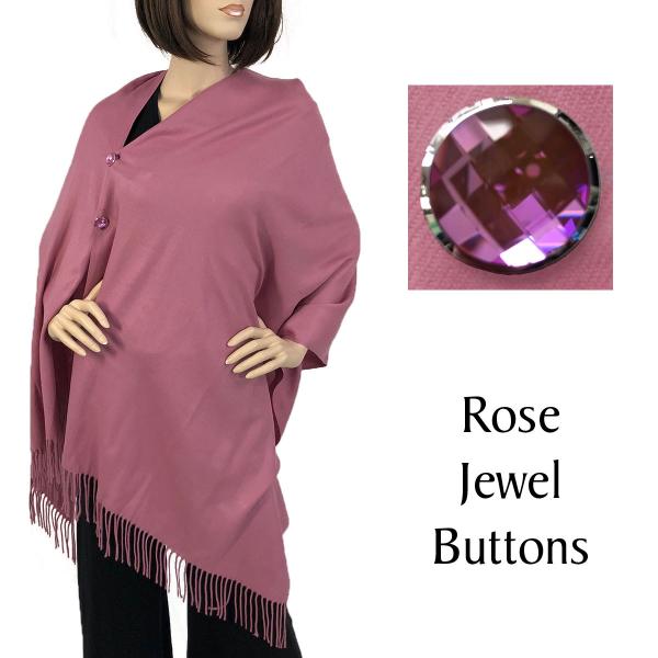 534 - Cashmere Feel Button Poncho/Shawls/Jeweled  #16 Mauve with Rose Jewel Buttons - 