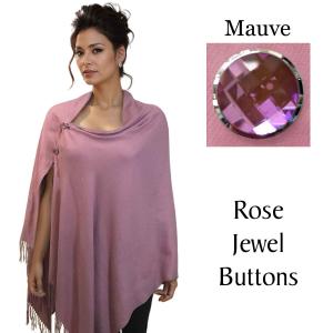534 - Cashmere Feel Shawls w/Jeweled Buttons #16 Mauve with Rose Jewel Buttons - 29