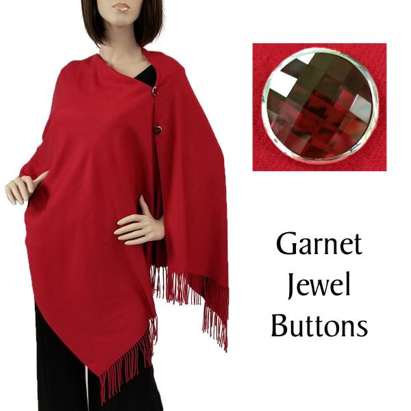wholesale 534 - Cashmere Feel Button Poncho/Shawls/Jeweled  #17 Burgundy with Garnet Jewel Buttons - 