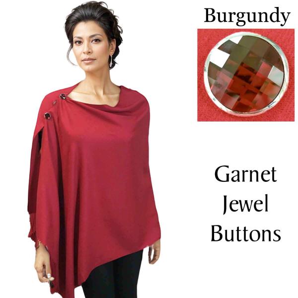 Wholesale 3218 - Embroidered Cashmere Feel Button Shawls #17 Burgundy with Garnet Jewel Buttons - 29