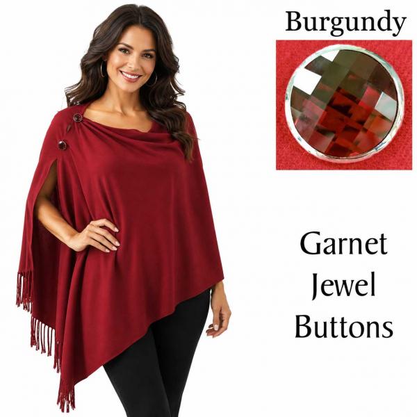 wholesale 534/T - Cashmere Feel Shawls w/Jeweled Buttons #17<br> Burgundy with Garnet Jewel Buttons  - 29