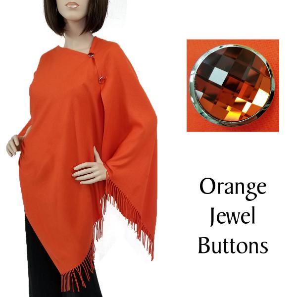 534 - Cashmere Feel Button Poncho/Shawls/Jeweled  #18 Orange with Orange Jewel Buttons - 