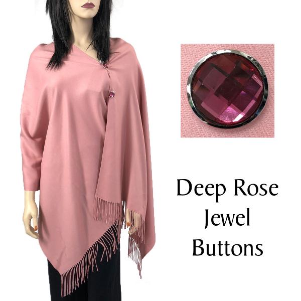 534 - Cashmere Feel Button Poncho/Shawls/Jeweled  #20 Dusty Pink with Deep Rose Jewel Buttons - 