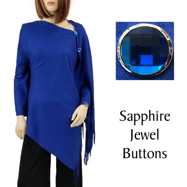 wholesale 534 - Cashmere Feel Button Poncho/Shawls/Jeweled  #26 - Royal<br> 
with Sapphire Jewel Buttons - 