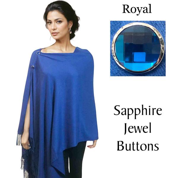 Wholesale 534 - Cashmere Feel Shawls w/Jeweled Buttons #26 - Royal<br> 
with Sapphire Jewel Buttons - 29