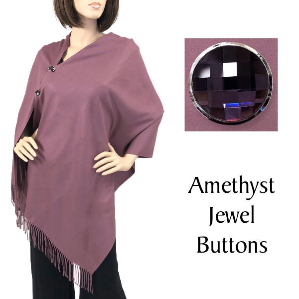 534 - Cashmere Feel Button Poncho/Shawls/Jeweled  #27 Dusty Purple with Amethyst Jewel Buttons - 