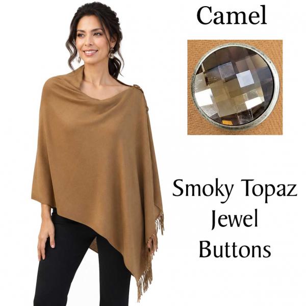 wholesale 534/T - Cashmere Feel Shawls w/Jeweled Buttons #28 <br>Camel with Smoky Topaz Jewel Buttons
 - 29
