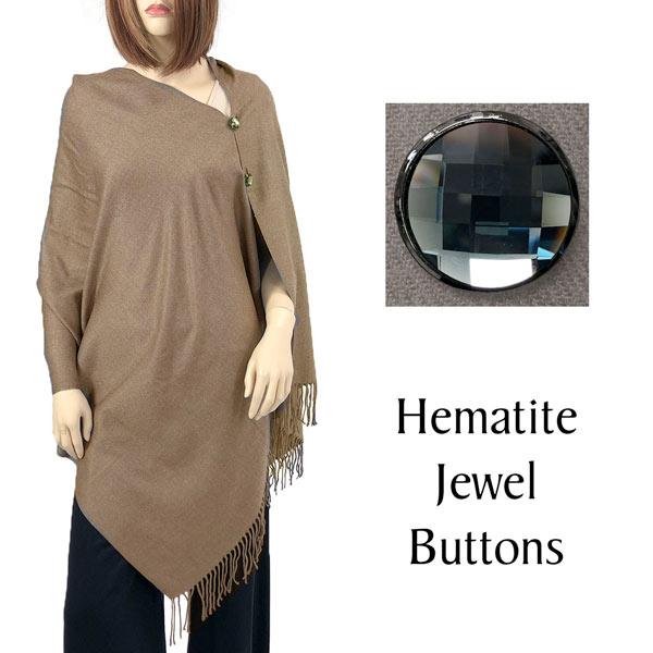 wholesale 534 - Cashmere Feel Button Poncho/Shawls/Jeweled  #33 Mushroom with Hematite Jewel Buttons - 