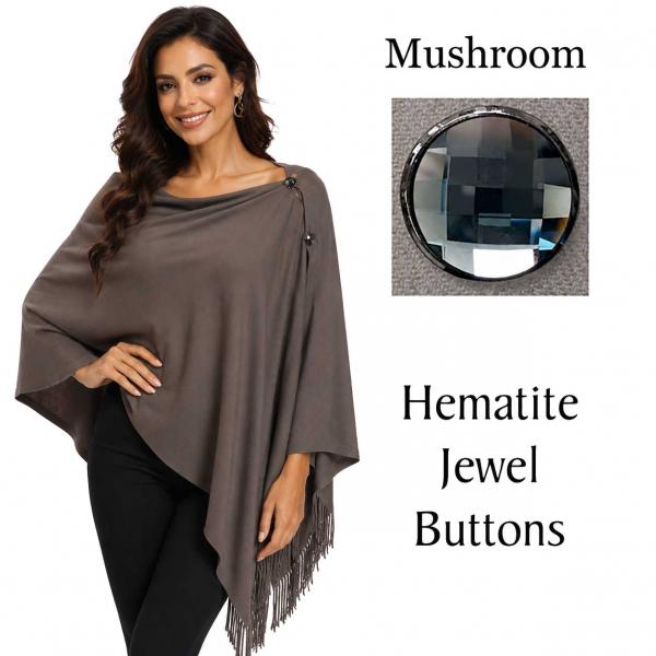wholesale 534/T - Cashmere Feel Shawls w/Jeweled Buttons #33<br> Mushroom with Hematite Jewel Buttons - 29