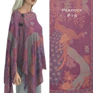 Wholesale  Peacock - 16<br>
Pashmina Style Button Shawl  - 