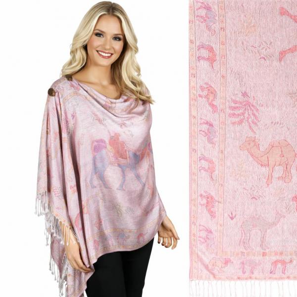 wholesale 3109 - Pashmina Print Button Shawls  CAMEL09 - Camel Caravan  - 