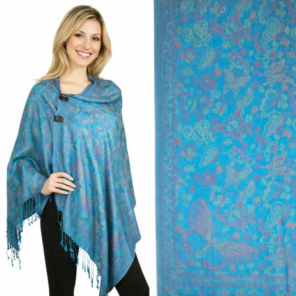 wholesale 3109 - Pashmina Print Button Shawls  BF11 - Butterflies  - 