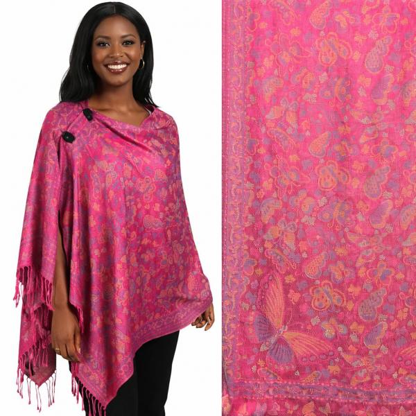 wholesale 3109 - Pashmina Print Button Shawls  BF03 - Butterflies  - 